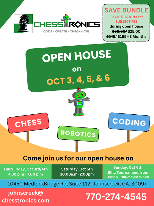 Chesstronics School of Chess, Robotics, Coding, STEAM Summer Camps